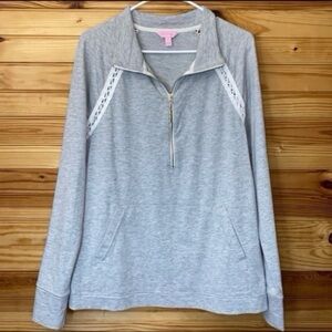 Lilly Pulitzer skipper popover 1/2 zip pullover sweater heather grey large